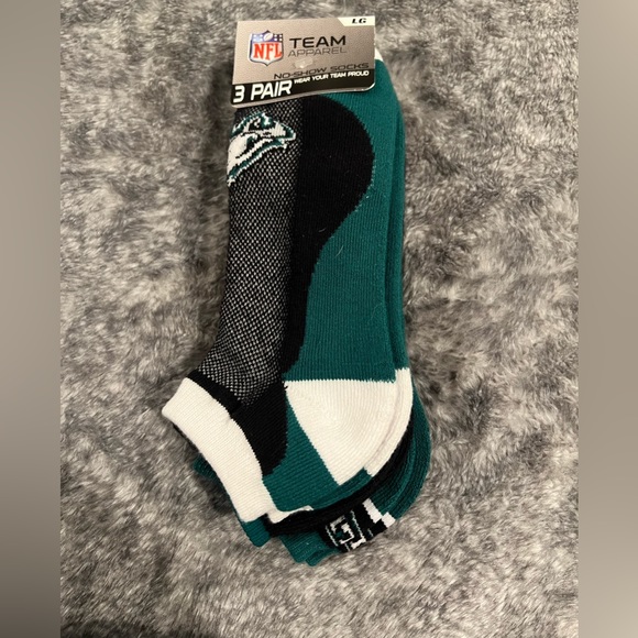 Philadelphia Eagles No Show Socks. 3 pairs - Picture 1 of 4